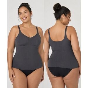 NEW! Honeylove LiftWear Cami Built-In Bra Vamp Adjustable Straps Gray SZ 1X